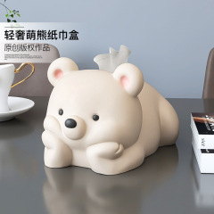 Ins style light luxury tissue box living room coffee table paper box dining table healing bear desktop high-end decoration ornaments
