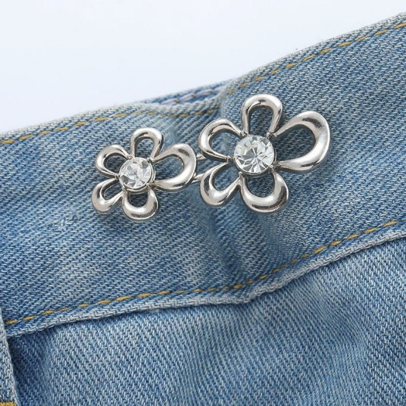 Nail-Free Removable Waist Buckle Pair, Flat-Bottom Seamless Buttons for Pants & Skirts, Assorted Designs