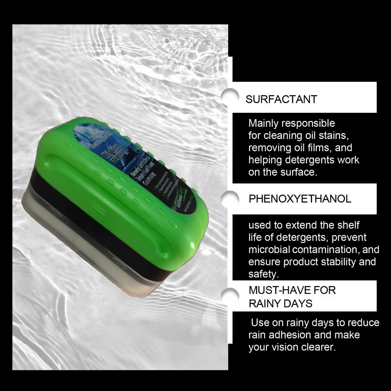 Película de aceite de vidrio anticongelante para automóviles transfronterizos, limpie las ventanas laterales del bloque delantero para eliminar el aceite, el revestimiento de descontaminación, el revestimiento de cristal, una limpieza eficaz image 3