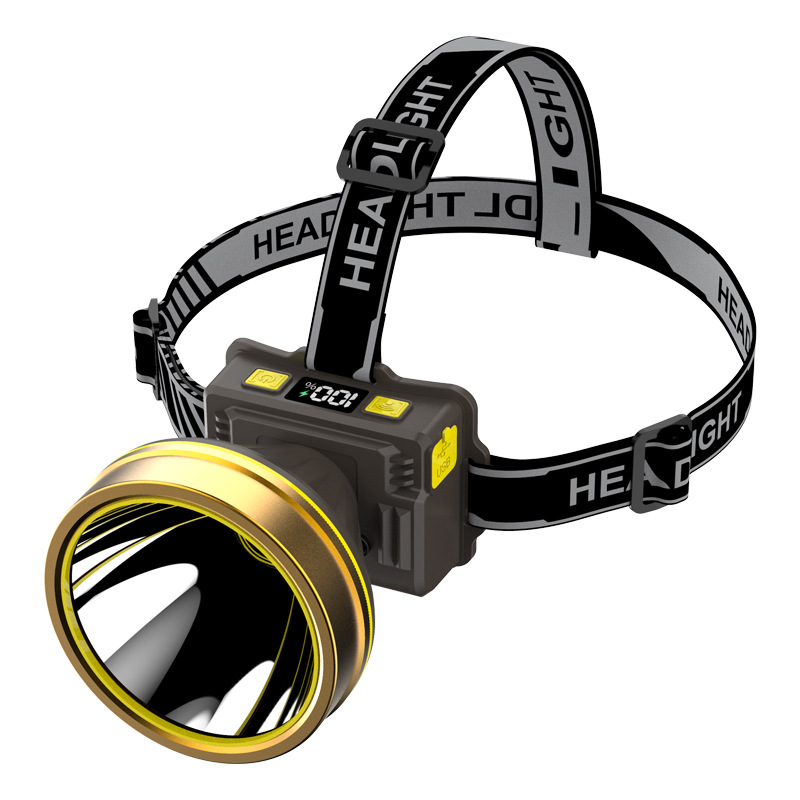 LCD digital eléctrico faro acampar al aire libre a caballo lámpara de pesca LED de luz fuerte montado en la cabeza detector de inducción del faro