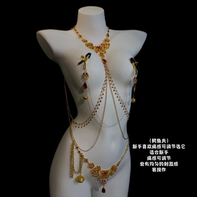 Ruby Body Chain, Erotic Nipple Clamps, Nipple Rings, Photo Stimulation, Erotic Accessories, Sm Training and Punishment
