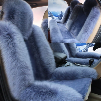 Universal seat cover seat cover pure wool long hair - grand-ambition-in-blue-grey-the-vehicle-has-five-seats