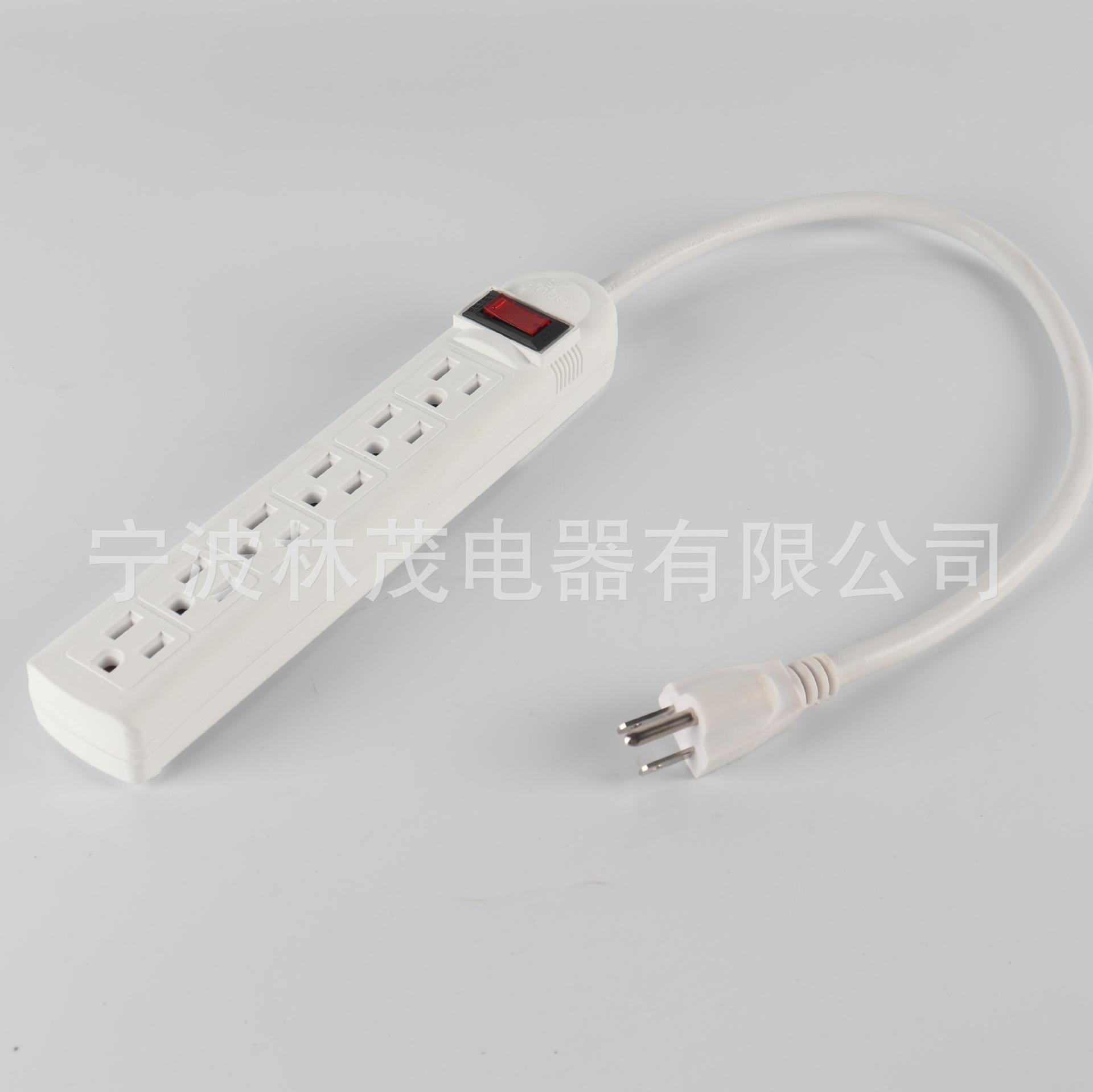 厂家批发 美式6孔拖线板 多色 美标插板带开关 墨西哥南美市场