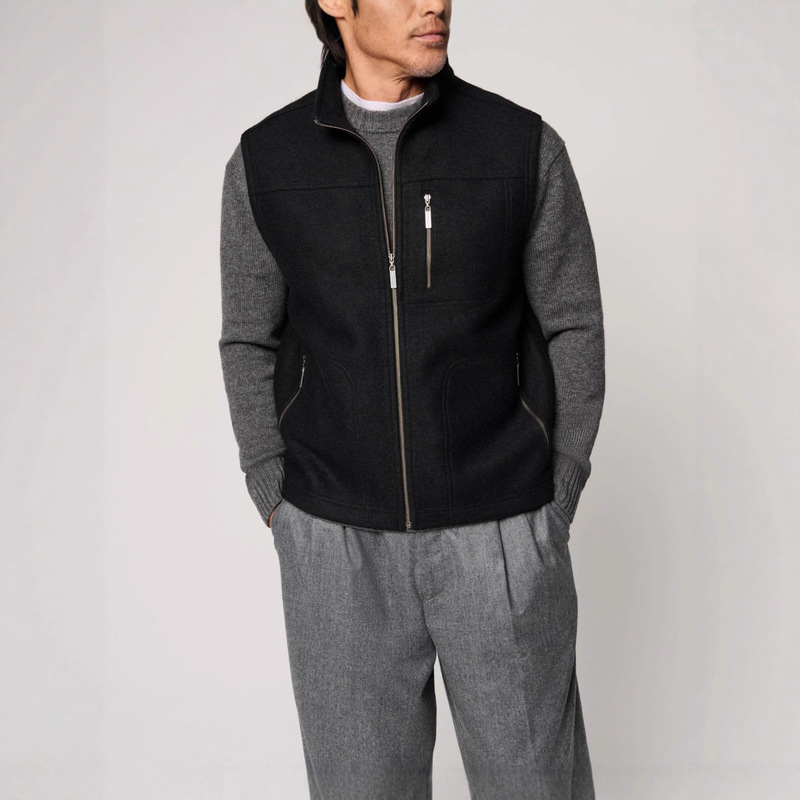 Men's Clothing Boutique Export Export Men's Boutique Autumn and Winter Blended Warm Zipper Vest