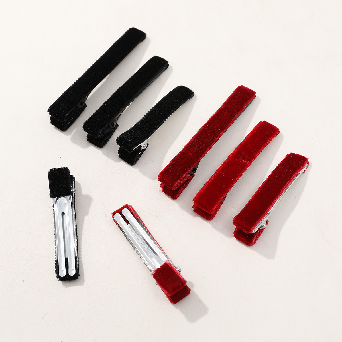 復古絲絨酒紅一字夾兒童髮夾頭飾DIY髮飾髮夾劉海夾配飾材料批發