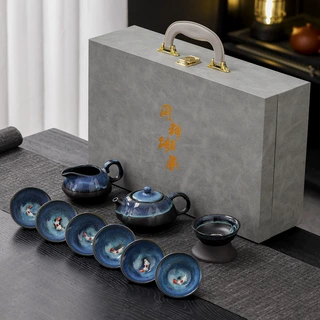 天目窑变陶瓷功夫茶具礼盒装周年庆公司地产商务活动节庆4S店礼品