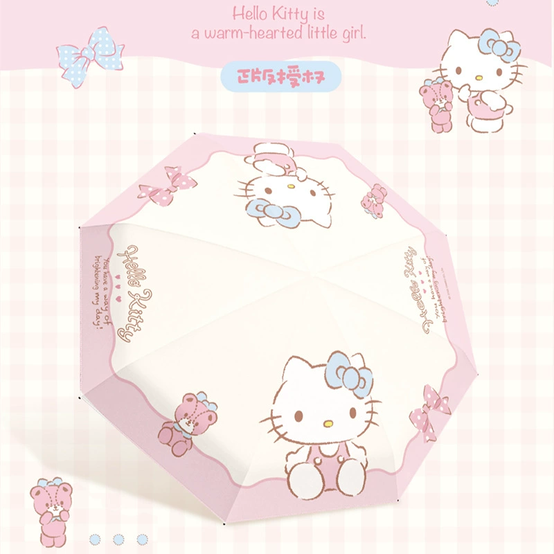 Hello Kitty, small handheld umbrella solar-powered, sun protection, custom-made