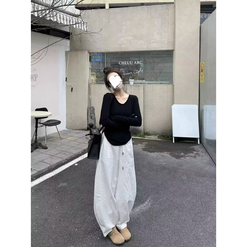 Spring 2025 New Spice Girls suit Bottoming Shirt Long Sleeve White Fashion Casual Wide Leg Pants Milk Wear Two-Piece Set Spring 2025 New Spice Girls suit Bottoming Shirt Long Sleeve White Fashion Casual Wide Leg Pants Milk Wear Two-Piece Set