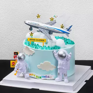 儿童生日蛋糕装饰摆件合金飞机战斗机模型有回力航天飞机蛋糕配件