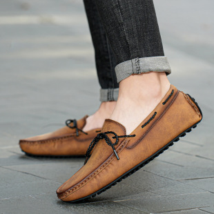 AliExpress Autumn New Cross-border Trade plus size Men's Casual Shoes Bean Shoes Korean Light Cowhide Men's Shoes