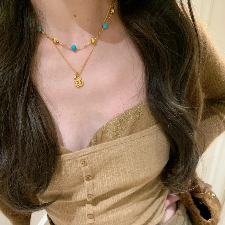 s925纯银轻奢猫眼蓝松石项链轻奢女小众气质简约百搭转运珠锁骨链|undefined