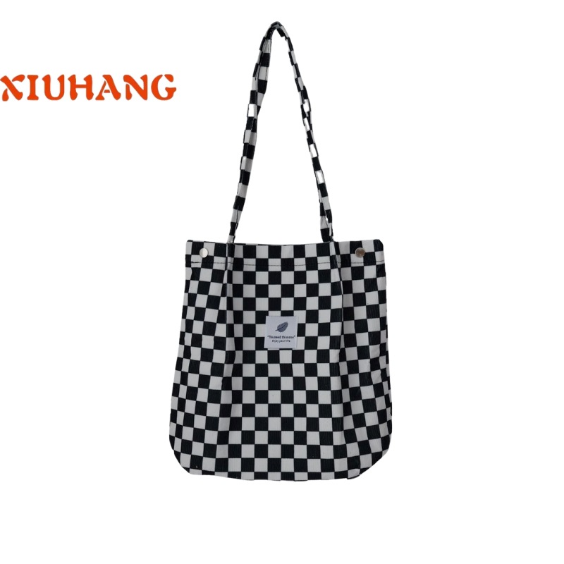 Bolsa de lona portátil de un solo hombro de pana retro de gran tamaño Bolsa de lona portátil de gran capacidad para niñas japonesas