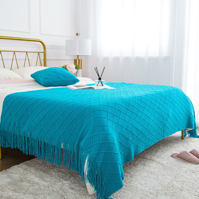 Toalla de cabecera retrógrada simple cama de alojamiento bandera cubierta decoración de apartamento de hotel red diamante jacquard bordilla