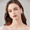 Fashionable earrings for bride, ceramics, Korean style, flowered