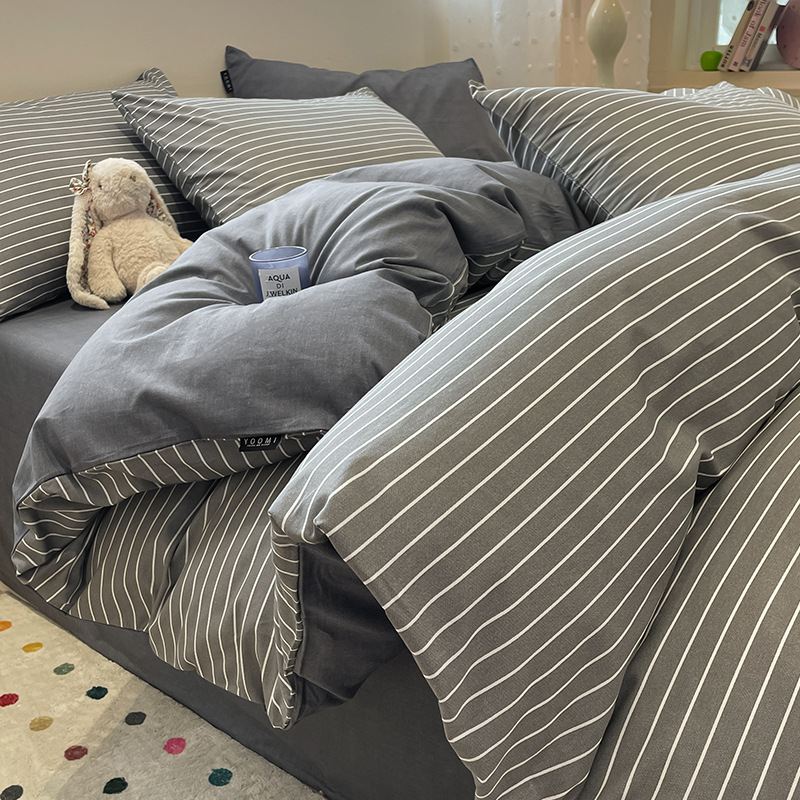 Algodón simple de cuatro piezas de algodón 2025, nueva sábanas cubiertas de ropa de cama dormitorio tres piezas