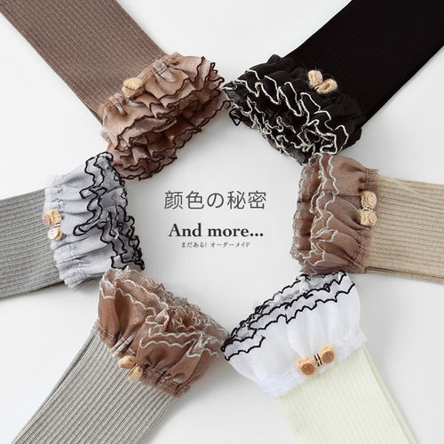 Spring girls thin vertical striped knitted cotton leggings long pants children's lace bow pantyhose