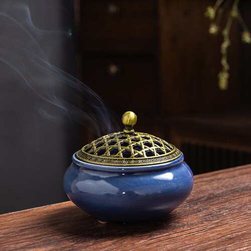 Ceramic incense burner for household Yiwu wholesale incense kiln Biange kiln incense burner temple incense gift small gourd small plate incense burner