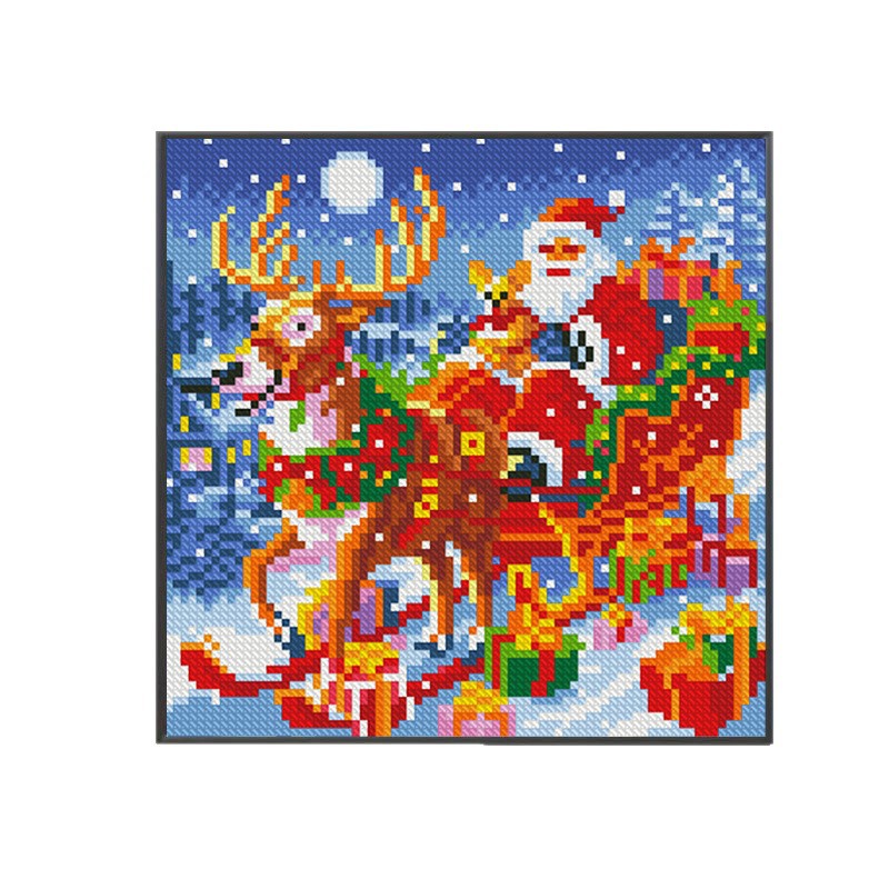 Fabricantes al por mayor comercio exterior punto de cruz regalo de Papá Noel nuevo paquete de material hecho a mano de escena de nieve de estilo europeo bordado propio image 5