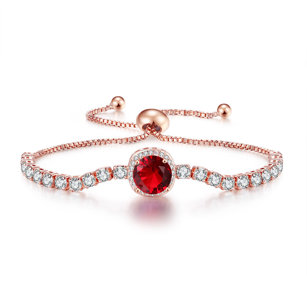 Bracciale a catena con pietra di nascita in zircone per donna_voghion.com
