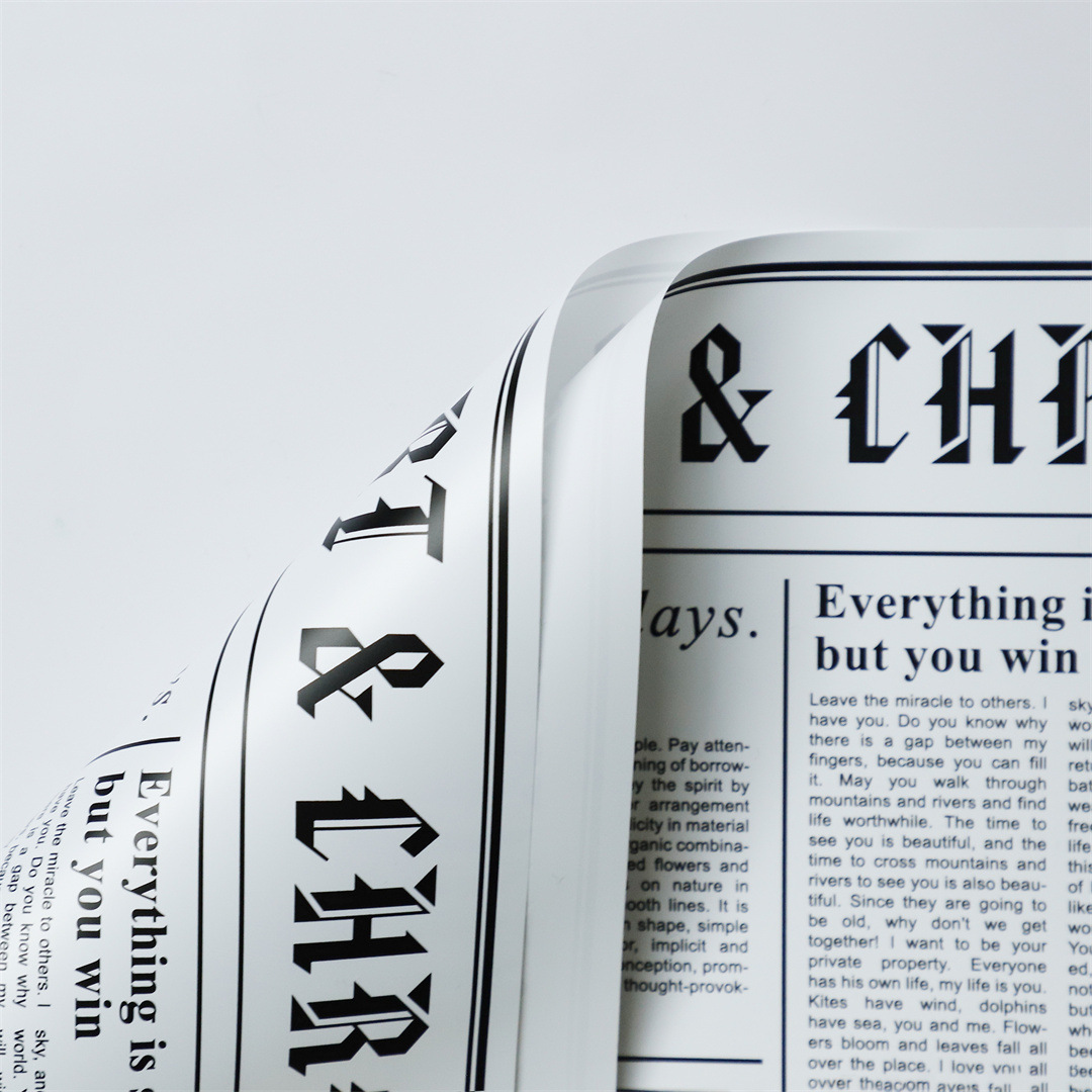 Nuevos productos de fábrica de fiesta de flores en inglés serie de papel de embalaje de flores bicolor florista paquete de flores de papel de embalaje de flores