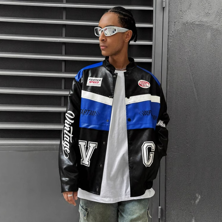 Autumn Winter Foreign Trade Cross-border European And American Clothing PU Leather Loose Coat Men's Street Racing Jacket_mkmklike.com