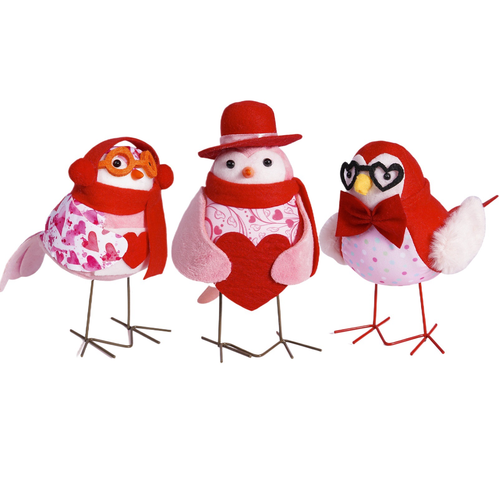 Nuevos productos transfronterizos Día de San Valentín amor pájaros lindos muñecos gafas bufandas sombreros amor adornos decoraciones