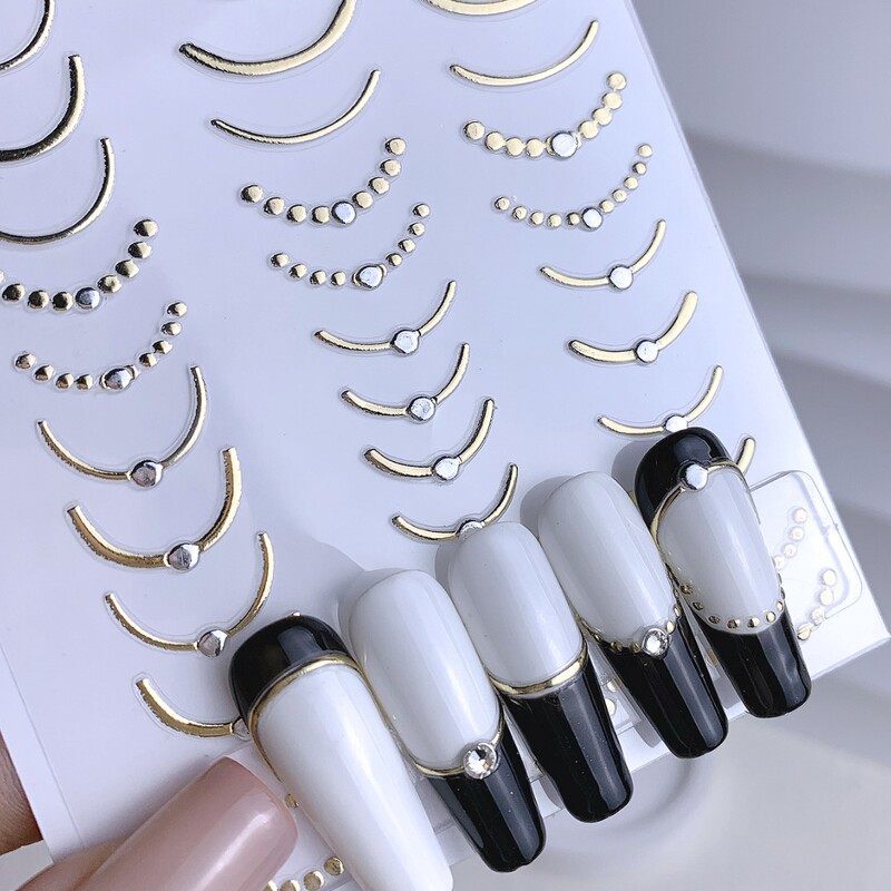 3D Stereo Hot Stamping Line Craft Self-Adhesive Nail Stickers, French Polka Dot Hot Diamond Nail Art Decoration Decals in Stock 3D Stereo Hot Stamping Line Craft Self-Adhesive Nail Stickers, French Polka Dot Hot Diamond Nail Art Decoration Decals in Stock
