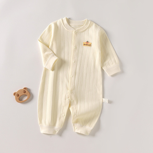 Baby Bodysuit Spring and Autumn Version Autumn Pure Cotton Boneless Unisex Baby Outfit Thin Long Sleeve Hoddie Crawling Suit