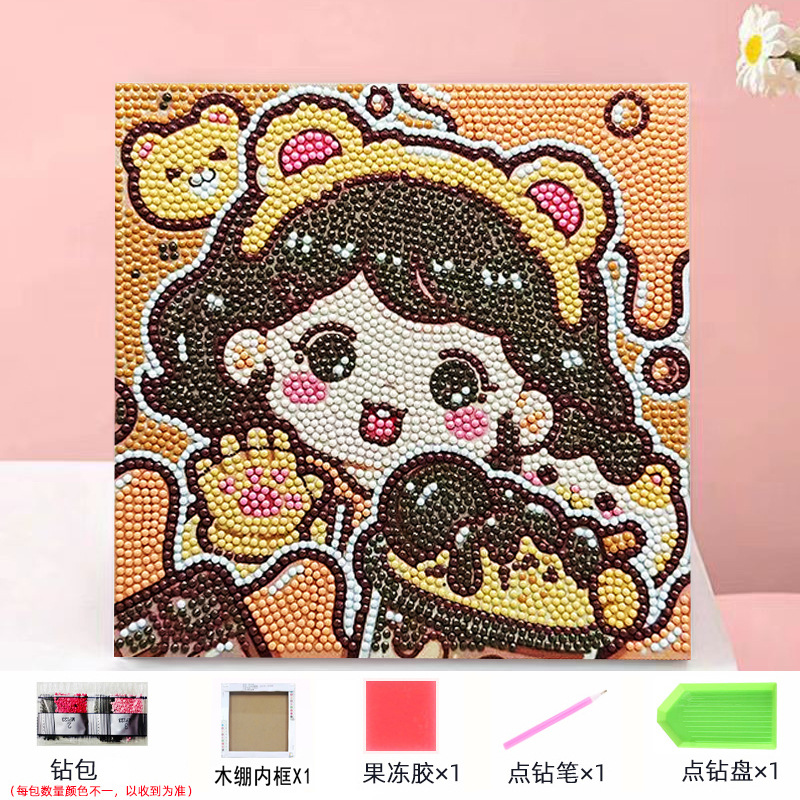 Envío gratis 20 * 20diy pintura de mampostería pintura de diamantes dibujos animados para niños anime pintura decorativa hecha a mano Kuromi con marco