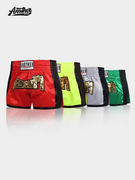 ANOTHERBOXER black mesh Muay Thai shorts, available for men, women, and children, suitable for martial arts, kickboxing, and boxing
