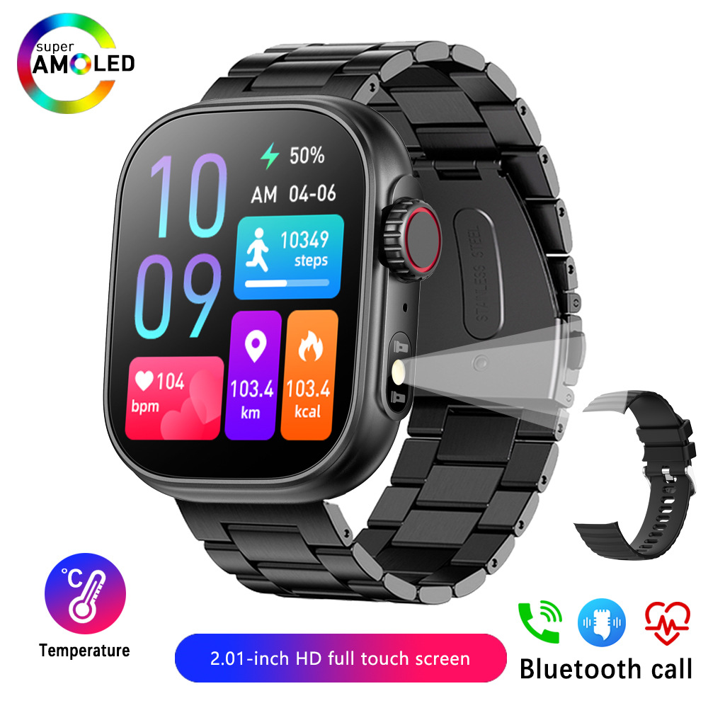 Orologio intelligente Bluetooth CloudPro ZW39 con funzione di monitoraggio della temperatura corporea, promemoria e touchscreen._voghion.com