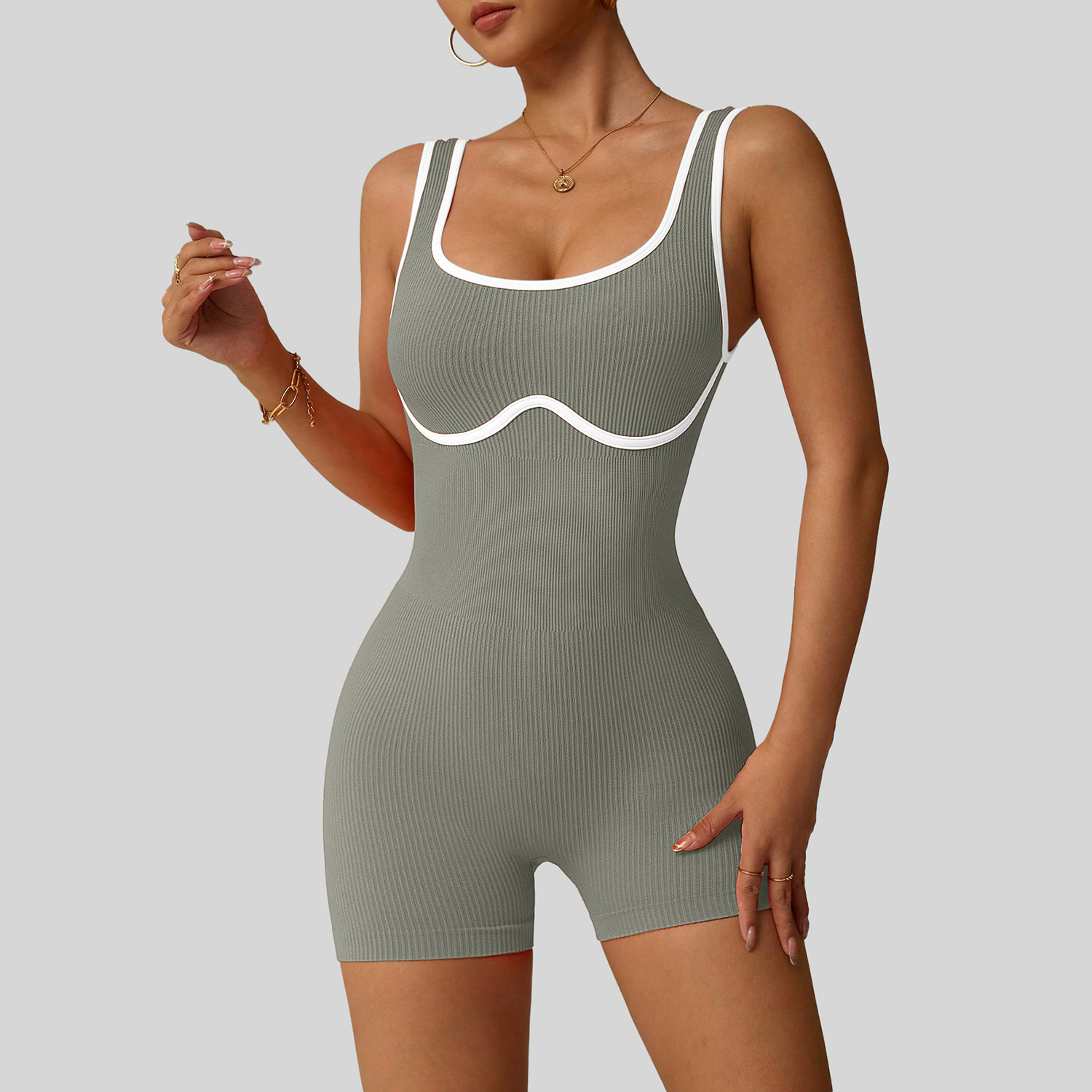 Traje de yoga de una pieza sin costuras de Yucai Chaleco elástico de movimiento aéreo de alta calidad para mujer