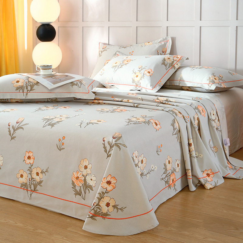 2025 nuevas sábanas de verano fresco una pieza de algodón puro 100 algodón viejo tela gruesa edredón dormitorio individual traje de tres piezas 2