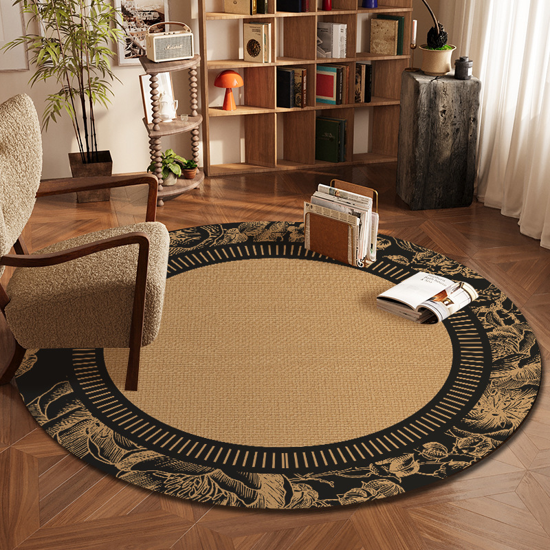 Alfombra de guardarropa retro, sofá de terciopelo belga, mesa de centro, alfombra de silla, alfombra de piso, alfombra redonda, estilo antiguo