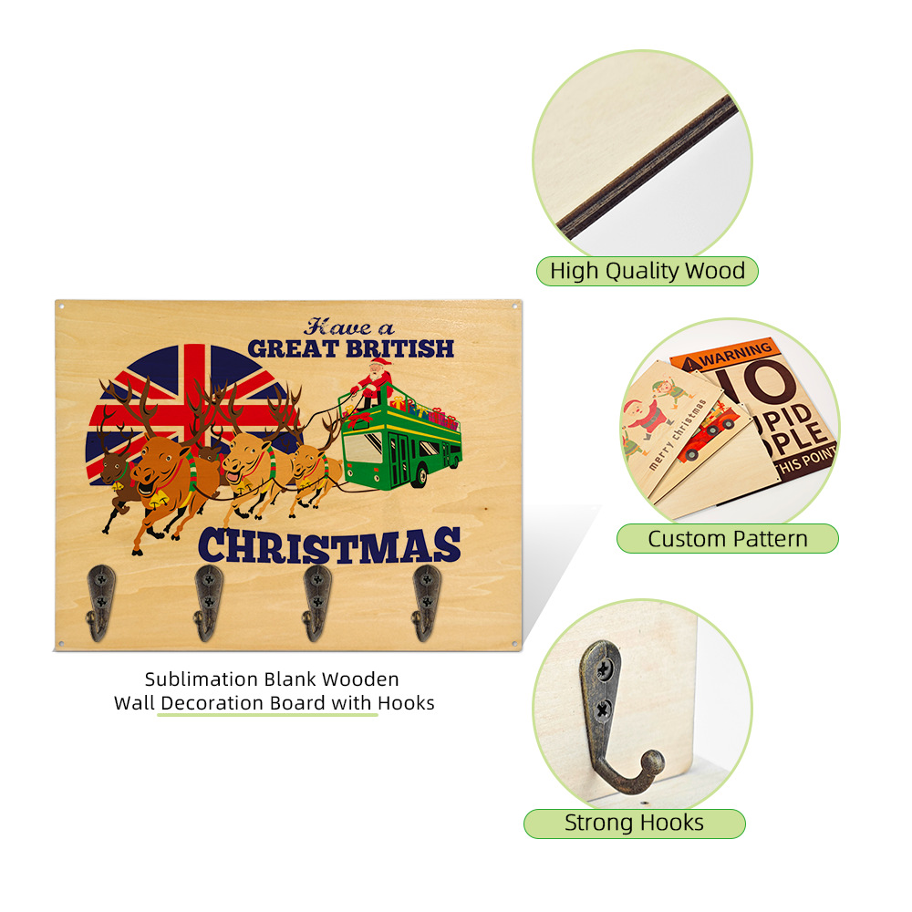 Nuevos productos directos de transferencia de calor madera placa de gancho de pared de sublimación de calor placa de gancho de madera al por mayor