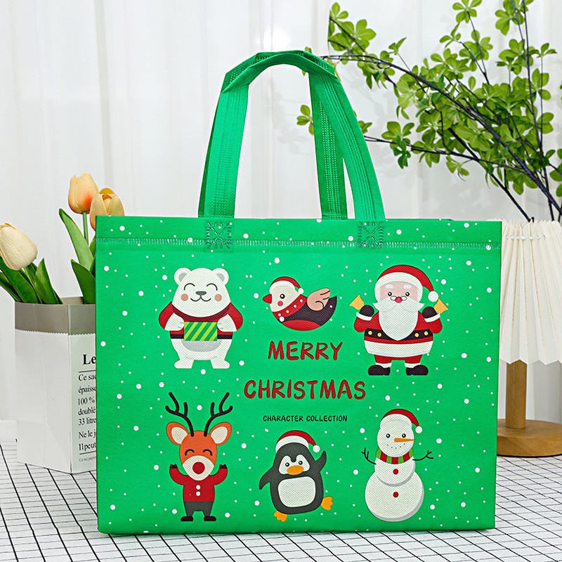 新しいラミネート不織布バッグクリスマスギフトバッグスポットクロスボーダーハンドバッグ熱プレス立体バッグ広告ショッピングバッグ|undefined
