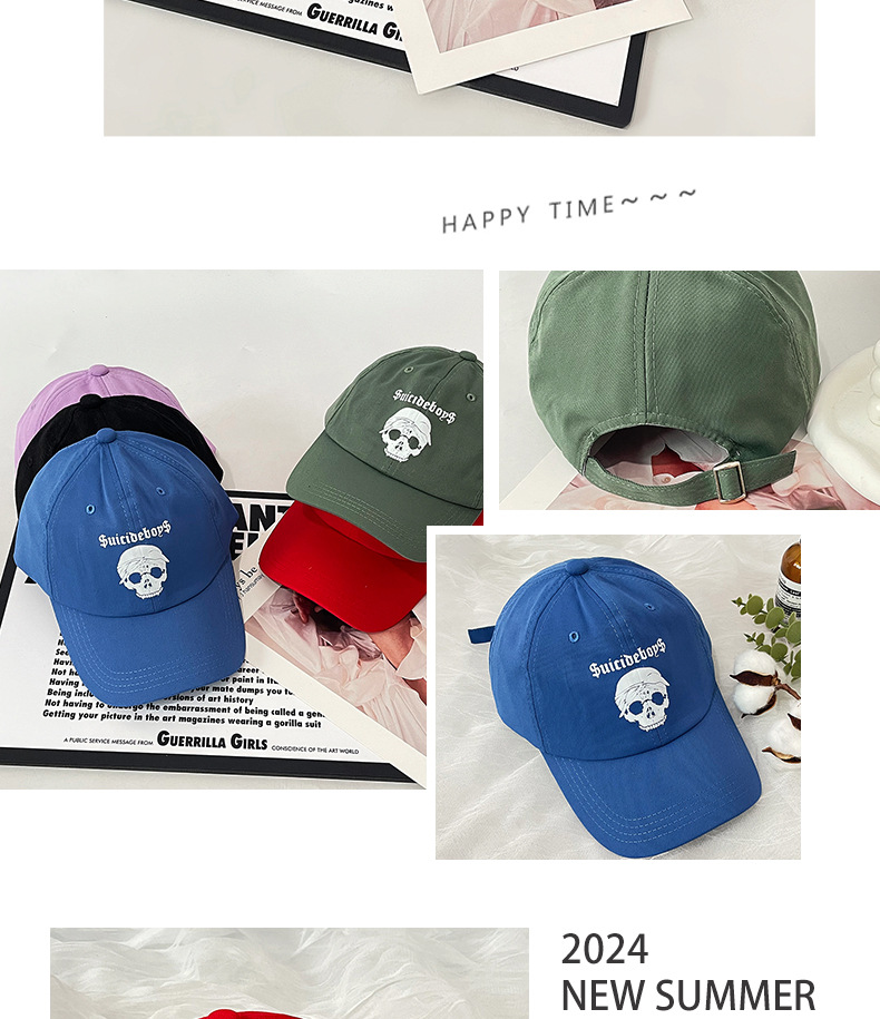 Unisex Street personality casual skull head printed baseball cap outdoor street sports shade breathable_voghion.com