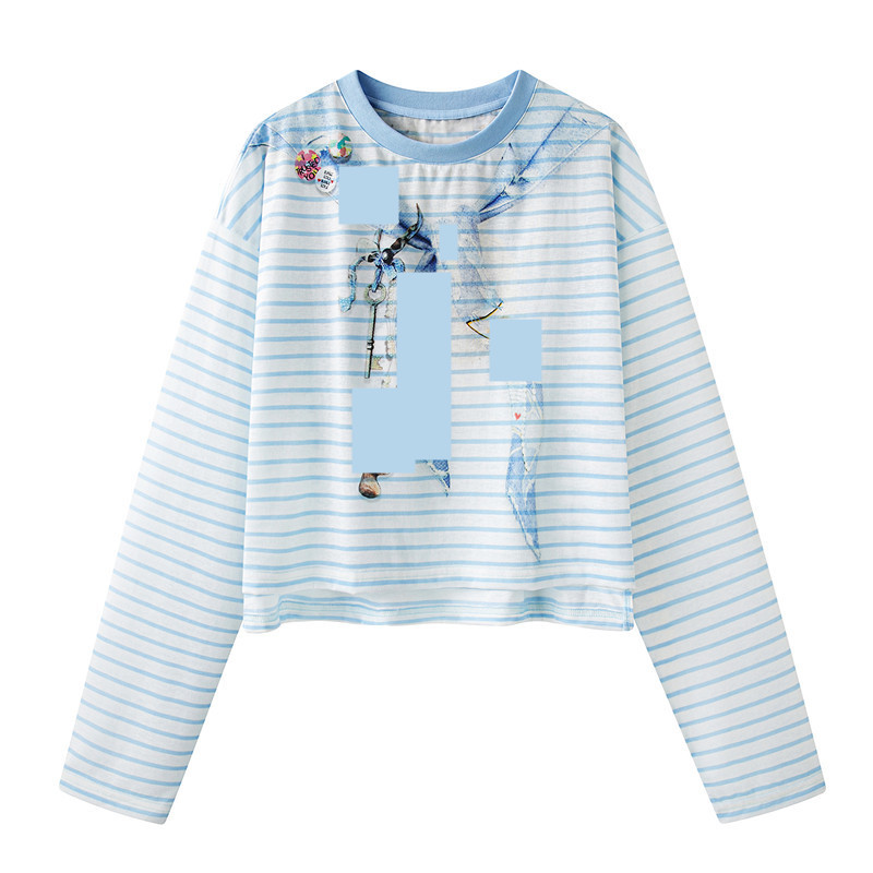 In stock: 2026 autumn new collection, cartoon and anime-themed striped T-shirt with letter print, LBFC-WSCT44 In stock: 2026 autumn new collection, cartoon and anime-themed striped T-shirt with letter print, LBFC-WSCT44