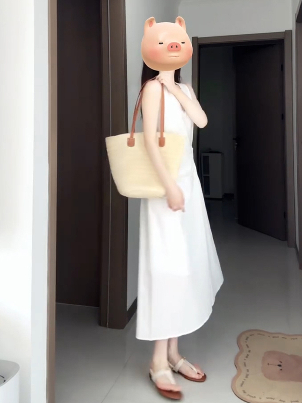 白色吊带背心连衣裙子女夏2025新款感巨好看漂亮掐腰长裙潮流款11|undefined