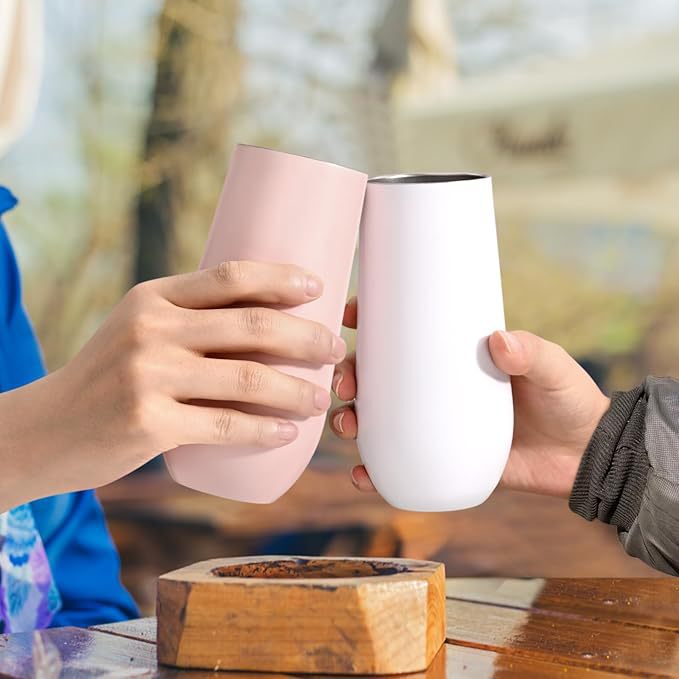 New Foreign Trade 12oz Japanese-Style Eggshell Cup Vacuum Stainless Steel Insulated Cold and Hot U-Shaped Wine Glass Champagne