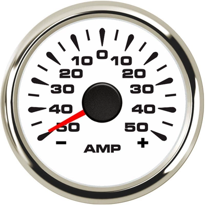52mm Threaded Installation Ammeter ±50A ±80A ±150A with Various Backlight Options (automobile instrument) - silver-edge-white-background-50a