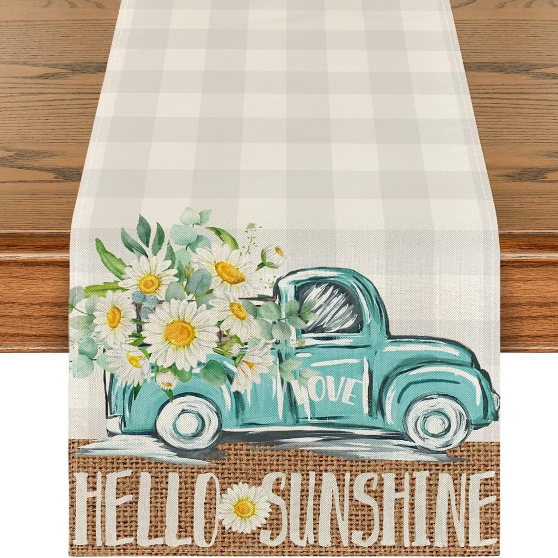 Primavera y verano venta en caliente bandejas de mesa transfronterizas frescas flores pastílicas imitación de tela de mesa de lino girasoles verde bandejas de mesa de hoja