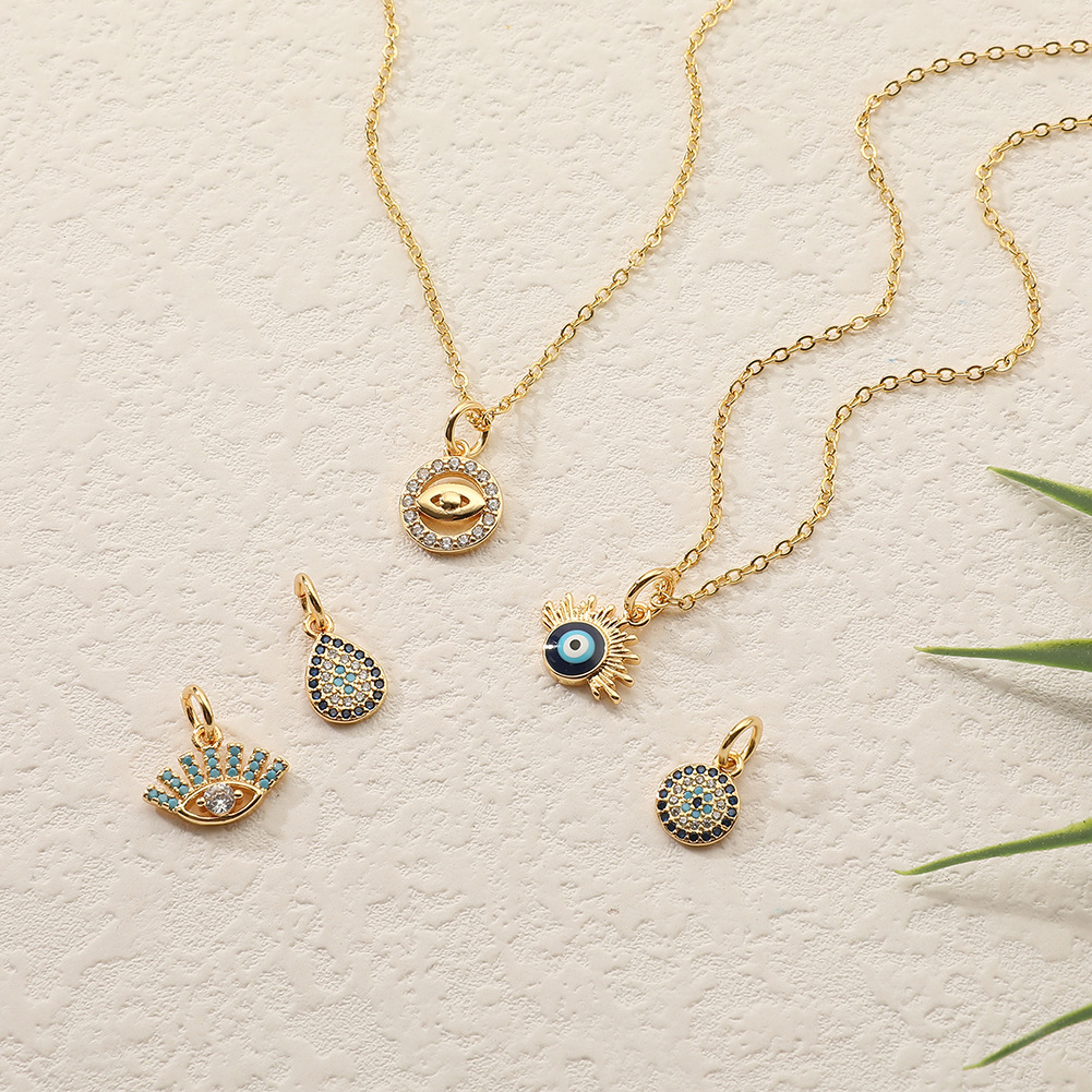 Fashion Geometric Copper Gold Plated Zircon Pendant Necklace