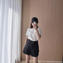 2025春季M家棉质圆领短袖t恤女银标2008烫金半袖显瘦短款上衣潮牌