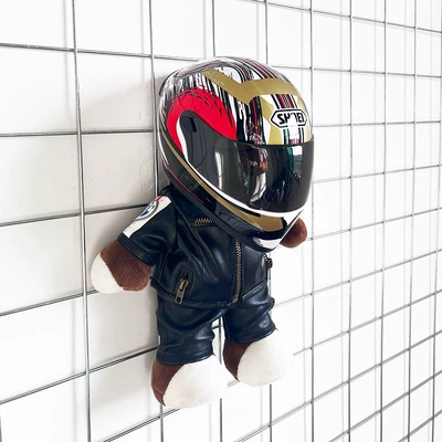 Motosiklet dəbilqələri: gift racing mechanic motorcycle - height-28cm-green-black-bear-shoei-fortune-cat-upgraded-tail-wing