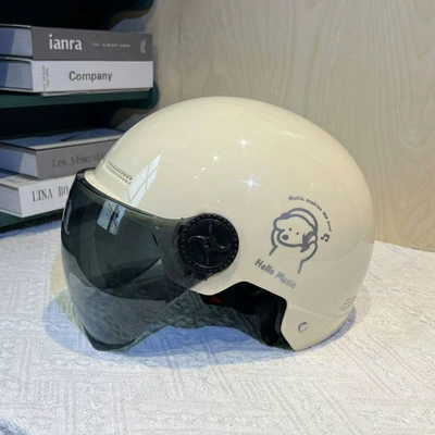 Motosiklet kaskı (dəbilqə) – 3C certified electric motorcycle helmet for - huiqi-bright-khaki-music-bear-flash-sale-deal-adjustable-short-lens-sun-visor-grab-a-deal