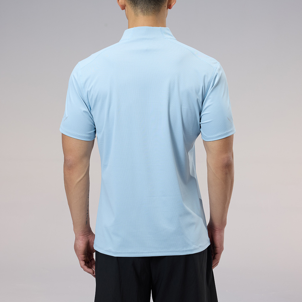 Camiseta para hombre al aire libre verano de secado rápido transpirable casual cuello alto polo de manga corta deportiva media cremallera ropa de secado rápido para hombre