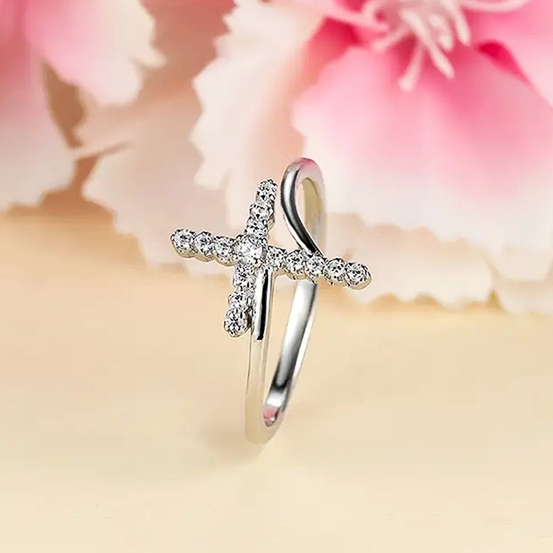 10, 6 Ring Size 1 Piece Quantity Casual, Daily, Shopping Occasion Wholesale Jewelry Modern Style Classic Style Cross Copper Zircon Rings