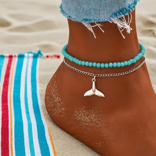 Amazon Cross-Border Bohemian Style Mermaid Tail Anklet, Fashionable and Versatile, Simple Summer Vacation Matchinging Foot Accessories
