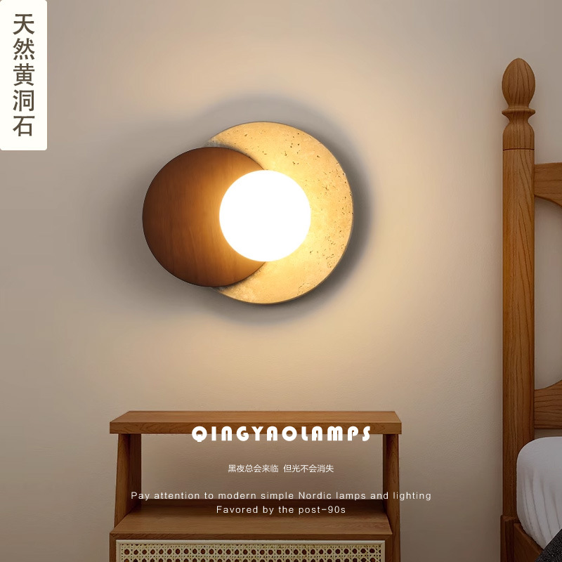 lámparas de dormitorio silenciosas lámparas de cabeza de viento limpio sala de estar cama de cavidad lámpara de fondo pasillo de pared japonesa cama qingyao